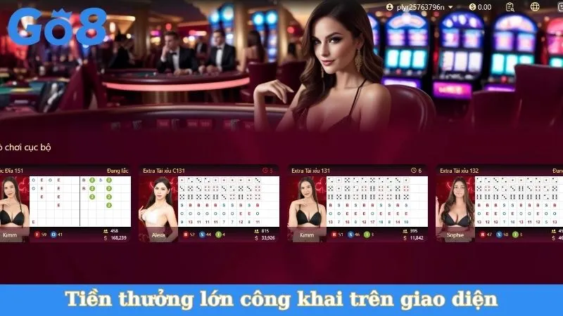 Tiền thưởng lớn công khai trên giao diện